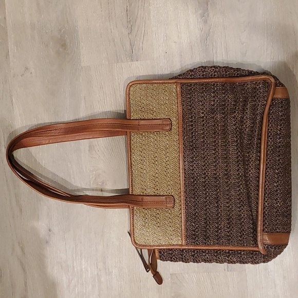 Brighton brown/tan tote statchel woven raffia straw handbag - Picture 4 of 9